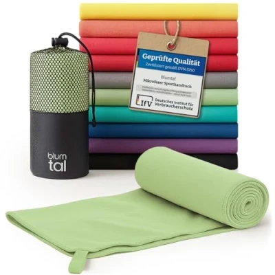 Abbildung von Blumtal Mikrofaser Handtuch 180x90 cm Schnelltrocknendes Sporthandtuch für Fitness, Reise und Gym Grün
