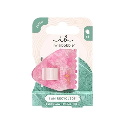 Abbildung von invisibobble EVERCLAW S Pink Crush (1 Stück) Kleine Haarklammer in Marmoroptik Stylisch &amp; haarschonend für Damen, Friseur Alltag Alternative zu Haarspangen Haarklammern Gold