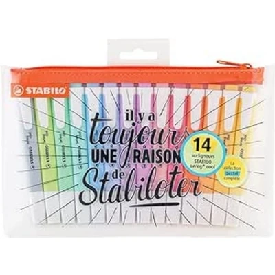 Abbildung von Textmarker STABILO swing cool Pastel 14er Pack mit 14 verschiedenen Farben