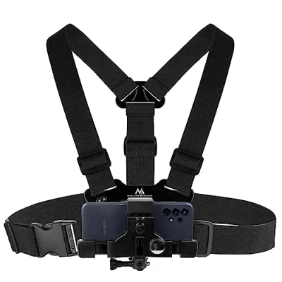 Abbildung von Maclean MC 445 Kamera Brustgurthalter Brustgurt Halterung Träger Holster Handy Sport für Smartphones Handyhalter 180 Winkelverstellung Stoßfest Kompatibel mit GoPro Kameras