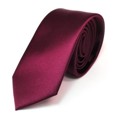 Abbildung von TigerTie Herren Krawatte 6 cm schmale Satin Tie in rot bordeaux einfarbig uni Business, festliche Veranstaltungen und Freizeit