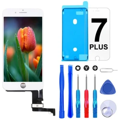 Abbildung von Brinonac Für iPhone 7 Plus Display LCD Touchscreen Digitizer Ersatz Bildschirm Front Komplettes Glas mit Werkzeug und Schutzfolie (5,5&quot;, Weiß)