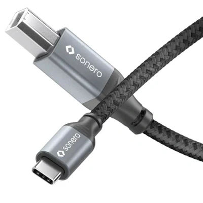 Abbildung von Sonero® USB 2.0 Kabel, Verbindungskabel, Druckerkabel, C Stecker auf B Stecker, 480 MB/s, space grey/schwarz, 1,00m