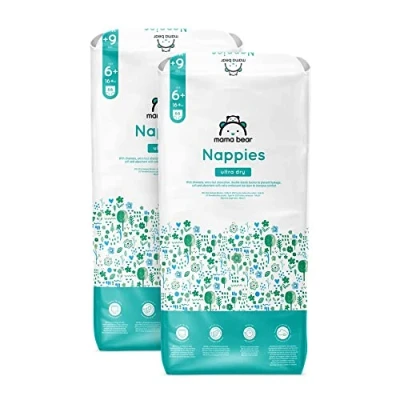 Abbildung von Amazon Marke: Mama Bear Ultra Dry Windeln Größe 6+ (16+ kg) MONATSBOX, Weiß, 132 Stück (2 Packungen mit 66)