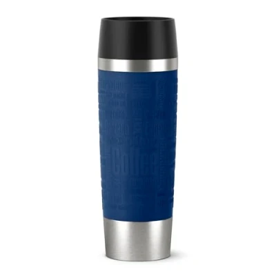Abbildung von Emsa 515618 Travel Mug Classic Grande 500ml Thermobecher Isolierbecher hält 6h heiß 12h kalt 100% dicht auslaufsicher Easy Quick Press Verschluss 360 Trinköffnung Blau 1 Stück