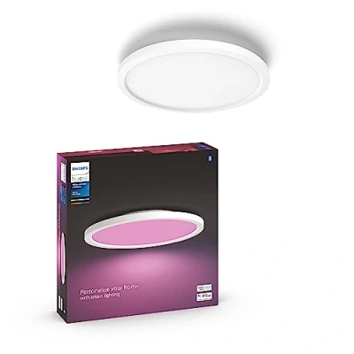 Abbildung von Philips Hue White Ambience Surimu Panelleuchte, weiß, rund, 40W, alle Weißschattierungen, steuerbar via App, kompatibel mit Amazon Alexa (Echo, Echo Dot)