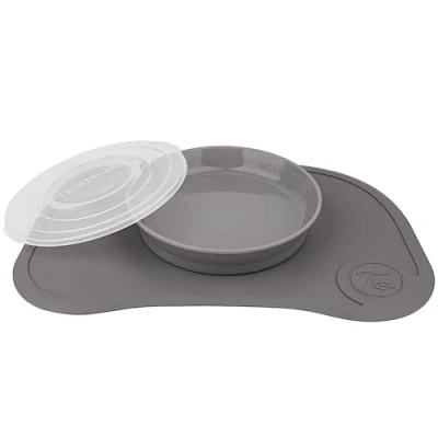Abbildung von Twistshake Click Mat Mini 31x17 cm Tischset und Versiegelt Kinder Teller mit PP Silikon für Baby Essen, Geshirr zum Babynahrung Hochstuhl, BPA Frei, ab 6 Monaten, Pastellgrau