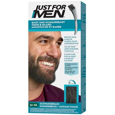 Abbildung von Just For Men Schnurrbart &amp; Bart, Bart Farbe, Tönung, Bartfarbe, Eliminiert Graue Haare Für Ein Volleres Aussehen, Mit Applikatorpinsel, Farbe Dunkelbraun, M45