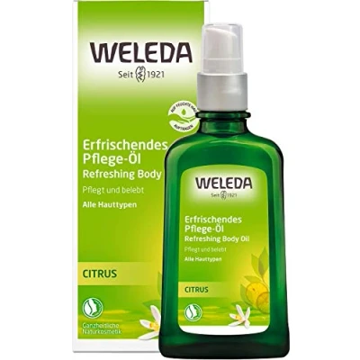 Abbildung von WELEDA Bio Citrus Körperöl ätherisches Naturkosmetik Hautpflege Massageöl / Pflegeöl mit Zitronenöl &amp; Mandeöl zur Pflege zum Schutz vor trockener Haut erfrischendem Zitrone Duft (vegan 100ml)