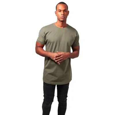 Abbildung von Urban Classics LONG Shaped Turnup Tshirt basic, Herren, Größe: XXL, Olive