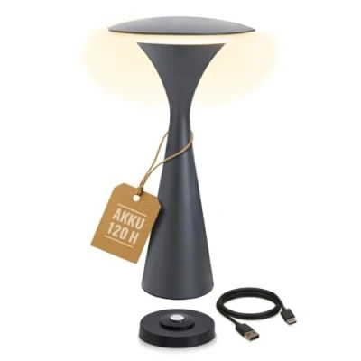 Abbildung von 8 seasons design Tischlampe kabellos, dimmbar, Outdoor &amp; Indoor Hello Space USB Ladestation, 27cm, Aluminium (anthrazit), LED warmweiß bis kaltweiß, Touch Control, Akku Tischleuchte