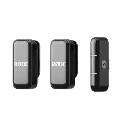 Abbildung von RØDE Wireless Micro Kompaktes drahtloses Mikrofon, Zwei Mikrofone mit Ladekoffer für die Erstellung von Inhalten auf dem Smartphone Lightning, Schwarz