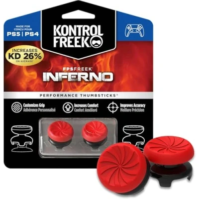 Abbildung von KontrolFreek FPS Freek Inferno für PlayStation 4 (PS4) und 5 (PS5) Performance Thumbsticks 2 x Hoch Konkav Rot