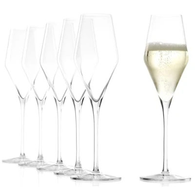 Abbildung von Stölzle Lausitz Quatrophil Champagnerkelche 6er Set I 290ml Champagner Kelche ideal für Sekt oder Prosecco spülmaschinengeeignete Schaumweingläser Elegante &amp; Stoßfeste Kristallgläser