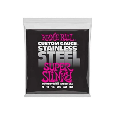 Abbildung von Ernie Ball Super Slinky E Gitarrensaiten, Edelstahlwicklung, Stärke 942