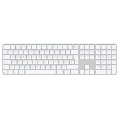 Abbildung von Apple Magic Keyboard mit Touch ID und Ziffernblock für Mac Modelle Chip Schweiz Weiße Tasten ​​​​​​​
