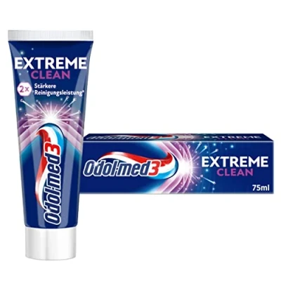 Abbildung von Odol med3 Extreme Clean Zahnpasta mit doppelter Reinigungsleistung*, 75ml zahncreme liefert die doppelte Reinigungsleistung an schwer erreichbaren Stellen