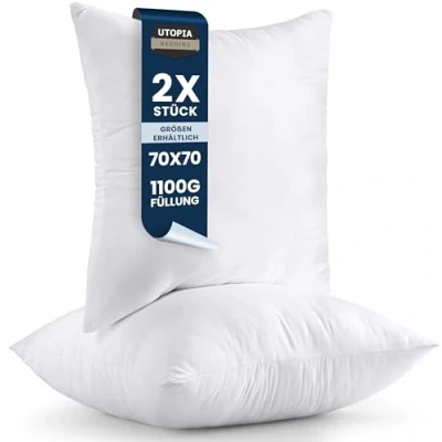 Abbildung von Utopia Bedding 2er Set Kissenfüllung 70 x cm, Innenkissen Füllkissen Kopfkissen Sofakissen (Weiß)