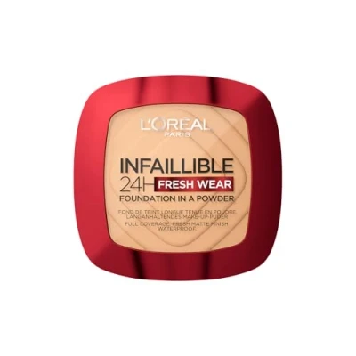 Abbildung von L&#039;Oréal Paris Wasserfestes Puder Make up mit hoher Deckkraft, Deckendes Kompaktpuder mattem Finish und 24H Halt, Infaillible Fresh Wear Foundation Powder, Nr. 200 Golden Sand, 1 x 9 g