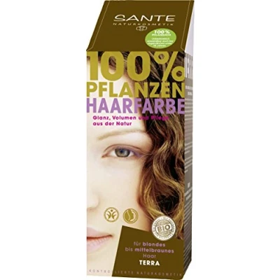 Abbildung von SANTE Naturkosmetik Pflanzen Haarfarbe Pulver Terra Braun, Hennapulver, 100 g (1er Pack)