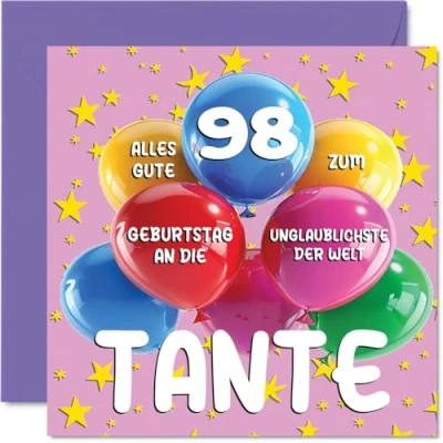Abbildung von Stuff4 98. Geburtstagskarte Tante Unglaublichsten der Welt Geburtstagskarten für 98 Jahre von Nichte Neffe, 145mm Geburtstag Glückwunschkarten