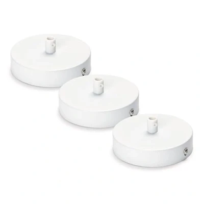 Abbildung von ORION LIGHTSTYLE Baldachin Abdeckung Set 3 Stück (Ø 100 mm), Höhe 24 mm, Deckenbaldachin für Hängeleuchte, Metall, Weiß