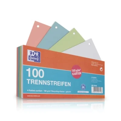 Abbildung von Oxford Trennstreifen, aus Karton, gelocht, 190 g/m², 4 Farben, 100 Stück