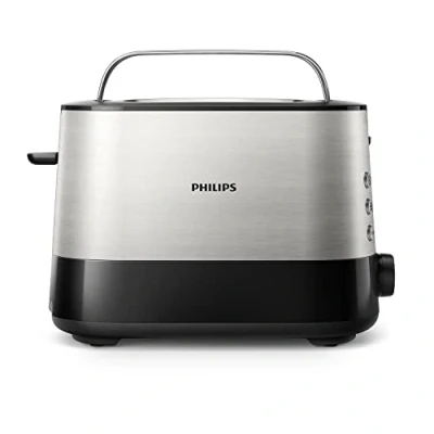 Abbildung von Philips Toaster 2 Toastschlitze, 7 Stufen, Brötchenaufsatz, Auftaufunktion, Abschaltautomatik, Liftfunktion, schwarz (HD2637/90)