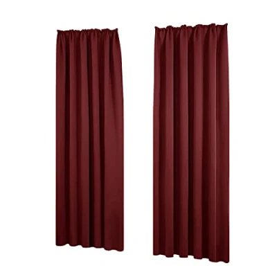 Abbildung von Deconovo Vorhang Kräuselband Blickdicht Schlafzimmer Schallschutz Vorhänge Kälteschutz, 138x140 cm(HöhexBreite), Rot, 2er Set