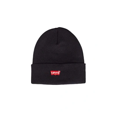 Abbildung von Levi&#039;s Herren RED Batwing Embroidered Slouchy Beanie Strickmütze, Schwarz (Regular Black 59), one Size