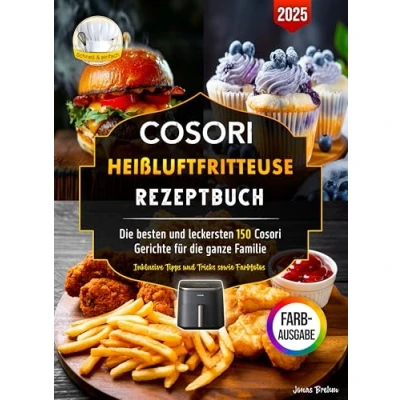 Abbildung von Cosori Heißluftfritteuse Rezeptbuch: die besten und leckersten 150 Gerichte für ganze Familie Inklusive Tipps Tricks sowie Farbfotos