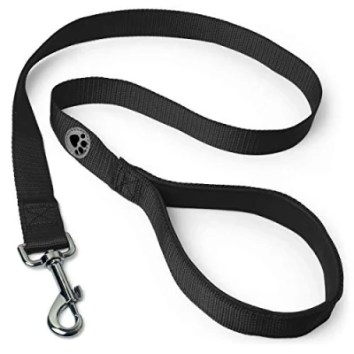 Abbildung von iGadgitz Home U7155 Führleine Hund, Hundeleine Gepolstert Griff Schwarz 100cm (1m)