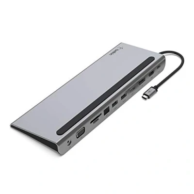 Abbildung von Belkin USB C Hub, 11 in 1 MultiPort Adapter Dock mit 4K HDMI, DisplayPort, VGA, und 100 W zum Laden, 3x A, Gigabit Ethernet, SD, MicroSD, 3,5 mm Klinke für Geräte wie MacBook* Pro, Air, XPS