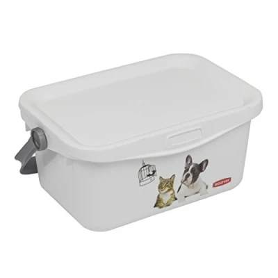 Abbildung von Curver Leckerli und Futterdose für Tiere, 3 l, Hund &amp; Katze, 25,7 x 17,7 11,3 cm, Weiß