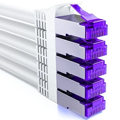 Abbildung von deleyCON 5x 0,25m CAT7 Netzwerkkabel 10 Gigabit Kurzes 25cm RJ45 Patchkabel Ethernet Kabel (Kupfer, SFTP PiMF Schirmung) LAN DSL Switch Modem Router Patchpanel CAT6 CAT5 Weiß