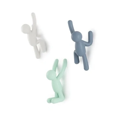 Abbildung von Umbra Buddy Haken Dekorative Wandhaken Garderobe für Jacken, Schals, Taschen, Rucksäcke, Handtücher und Mehr, 3er Set, Farblich sortiert