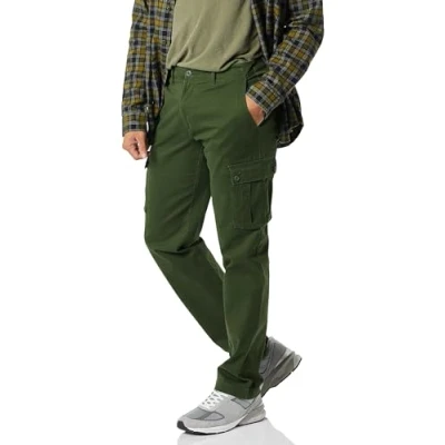 Abbildung von Amazon Essentials Herren Gerade geschnittene Stretch Cargohose (erhältlich in Big &amp; Tall), Dunkles Olivgrün, 32W / 32L