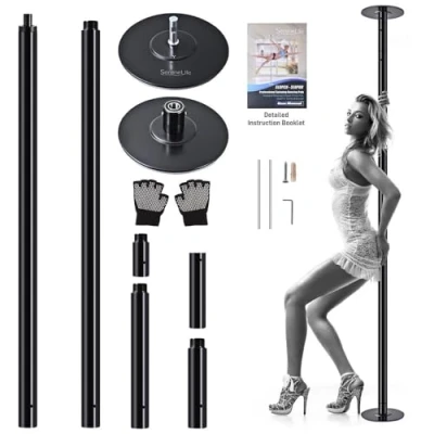Abbildung von SereneLife Pole Dance Stange Höhenverstellbar 204 274cm, Statisch &amp; Rotierend, Perfekt für Indoor Poledance, Turnstange Fitness, Robuster Stahl, Anti Korrosion, 280kg, Einfache Montage Zuhause