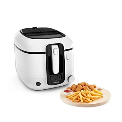Abbildung von Tefal Fritteuse Super Uno FR3140 inkl. Timer Kapazität: 2,2 Liter Spülmaschinengeeignete Teile Antihaftbeschichtung Geruchsfilter Spritzschutz Herausnehmbarer Behälter Weiß/Schwarz