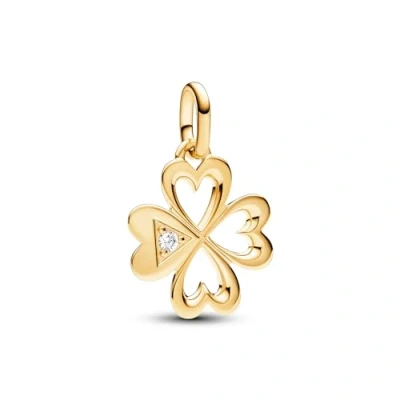 Abbildung von Pandora Heart FOUR LEAF Clover Medallion Charm, Damen, Größe: One Size, Gold plated