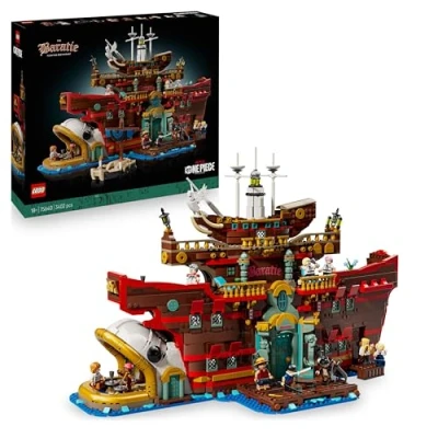 Abbildung von LEGO ONE Piece Das Baratie schwimmende Restaurant Spielzeug für Erwachsene mit detailliertem Innenraum &amp; 10 Minifiguren inkl. Ruffy, Nami Sanji Modellbau Anime Geschenk Fans 75640