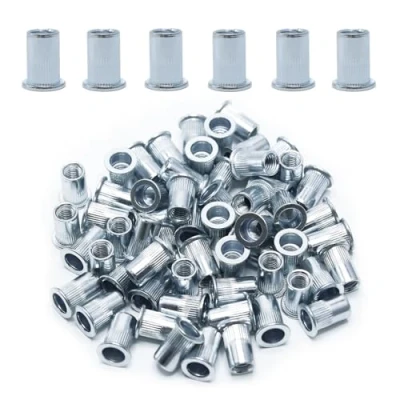 Abbildung von CCLIFE 60 Stück M8 Nietmuttern und Blindnietmuttern Set, 14mm x 18mm, verzinkter Kohlenstoffstahl Ideale Befestigung für Stahl, Glasfaser Kunststoff