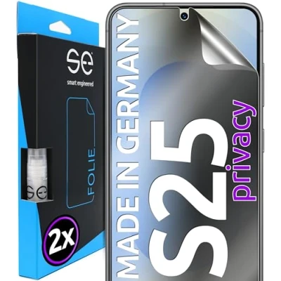 Abbildung von 2x se® 3D SCHUTZFOLIE Privacy für Samsung Galaxy S25, Anti Spy, 100% Fingerabdruck &amp; FaceID kompatibel, einfache blasenfreie Installation, Blickschutz, Stoß Kratzfest TPU Material, aus Deutschland