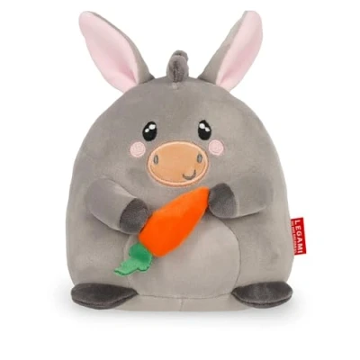 Abbildung von Legami Super Soft Plush Plüsch, Donkey Thema, Mini Größe, mit personalisierbarer ID Karte, Steht alleine, 14x15x12 cm, Grey