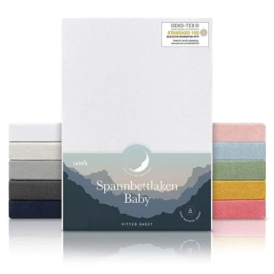 Abbildung von Laleni Jersey Spannbettlaken 70x140 cm Babybett Oeko TEX zertifiziertes Bettlaken Kinderbett Kinderbettwäsche aus 100% Baumwolle Baby in Weiß