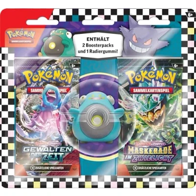 Abbildung von Pokémon Sammelkartenspiel: Radiergummi Blister für den Schulanfang Wampitz (1 &amp; 2 Boosterpacks)