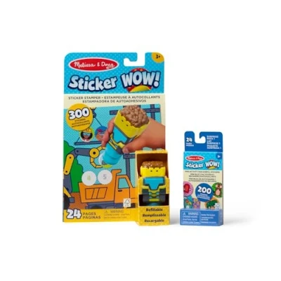 Abbildung von Melissa &amp; Doug 50915 Wow Bulldozer Set: 24 seitiger Aktivitätenblock, Stempel, 500 Sticker, Kunst und Handwerk, Sammelfigur, Multi Color