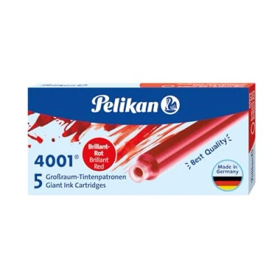 Abbildung von Pelikan 310623 Tintenpatronen 4001 Brilliant Rot, Etui mit 5 Großraum Patronen