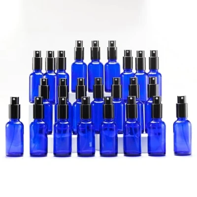 Abbildung von YIZHAO Blau Sprühflasche Glas 30ml, Klein mit [Zerstäuber], für Ätherisches Öle,Kosmetik, Apotheker, Reinigung,Aromatherapie, Massage, Haare 24Pcs