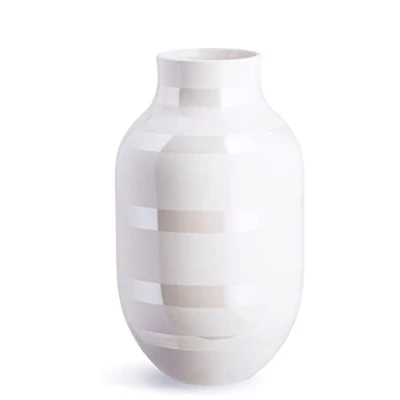 Abbildung von Kähler Vase H31 cm Omaggio Originaldesign mit handgemalte Streifen, Weiss
